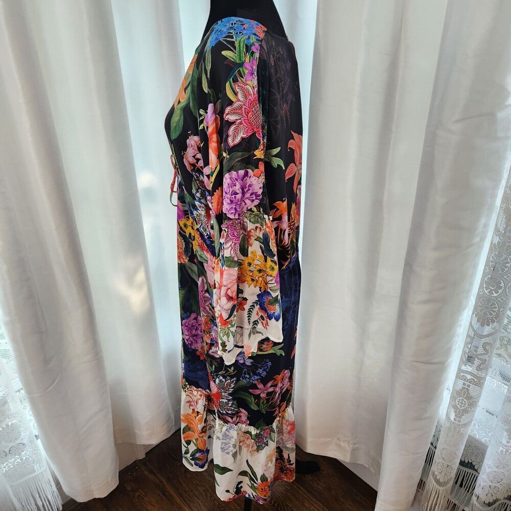 NEW Johnny Was Neon Jungle Mix Tier Dress Women S Silk Blend Tropical Boho Beach - Picture 7 of 13